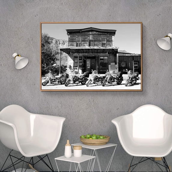 wall26 Floating Framed Canvas Wall Art for Living Room, Bedroom Black and White Building Canvas Prints for Home Decoration Ready to Hang - 24x36 inches