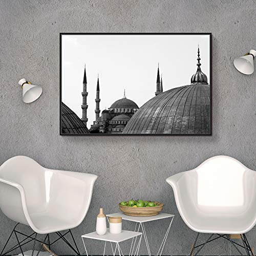 wall26 Floating Framed Canvas Wall Art for Living Room, Bedroom Black and White Building Canvas Prints for Home Decoration Ready to Hang - 16x24 inches