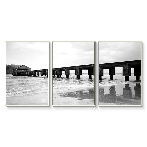 wall26 Floating Framed Canvas Wall Art for Living Room, Bedroom Black and White Landscape Canvas Prints for Home Decoration Ready to Hang - 16"x24"x3 Panels