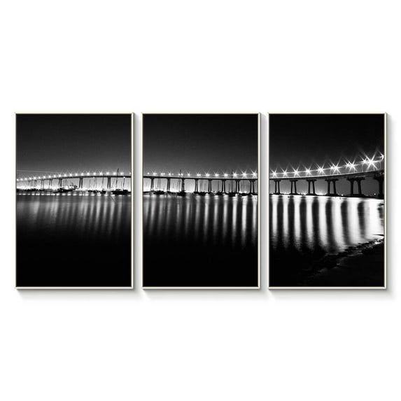 wall26 Floating Framed Canvas Wall Art for Living Room, Bedroom Black and White Landscape Canvas Prints for Home Decoration Ready to Hang - 16"x24"x3 Panels