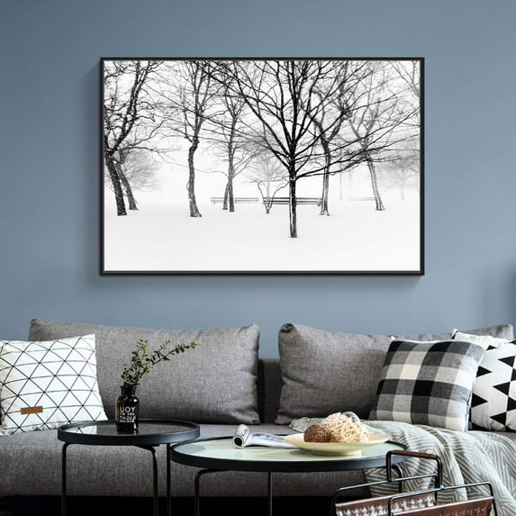 wall26 Floating Framed Canvas Wall Art for Living Room, Bedroom Black and White Tree Art Canvas Prints for Home Decoration Ready to Hang - 24x36 inches