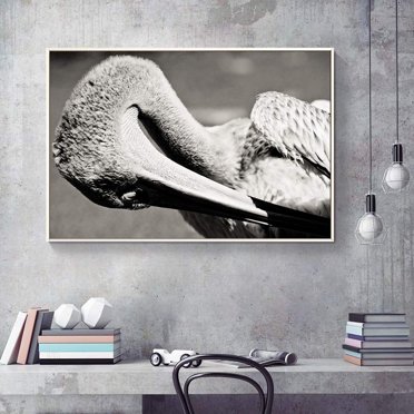 wall26 Floating Framed Canvas Wall Art for Living Room, Bedroom Black and White Wild Animal Canvas Prints for Home Decoration Ready to Hang - 16x24 inches