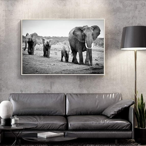 wall26 Floating Framed Canvas Wall Art for Living Room, Bedroom Black and White Wild Animal Canvas Prints for Home Decoration Ready to Hang - 16x24 inches