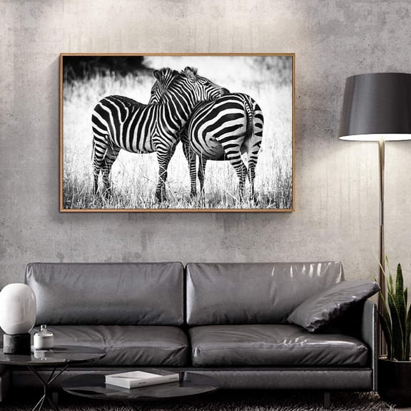 wall26 Floating Framed Canvas Wall Art for Living Room, Bedroom Black and White Wild Animal Canvas Prints for Home Decoration Ready to Hang - 16x24 inches