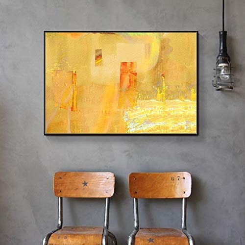 wall26 Floating Framed Canvas Wall Art for Living Room, Bedroom Golden Abstract Oil Painting Canvas Prints for Home Decoration Ready to Hang - 16x24 inches