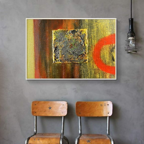 wall26 Floating Framed Canvas Wall Art for Living Room, Bedroom Golden Abstract Oil Painting Canvas Prints for Home Decoration Ready to Hang - 24x36 inches