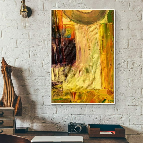 wall26 Floating Framed Canvas Wall Art for Living Room, Bedroom Golden Abstract Oil Painting Canvas Prints for Home Decoration Ready to Hang - 24x36 inches