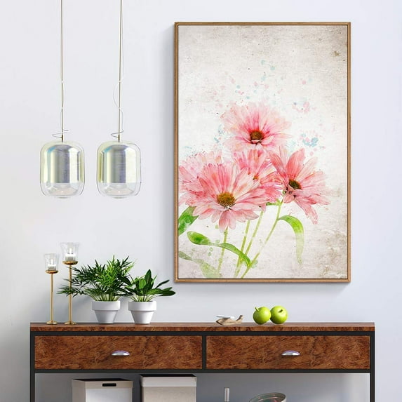 wall26 Floating Framed Canvas Wall Art for Living Room, Bedroom Vintage Flower Abstract Colorful Painting Canvas Prints for Home Decoration Ready to Hang - 24x36 inches