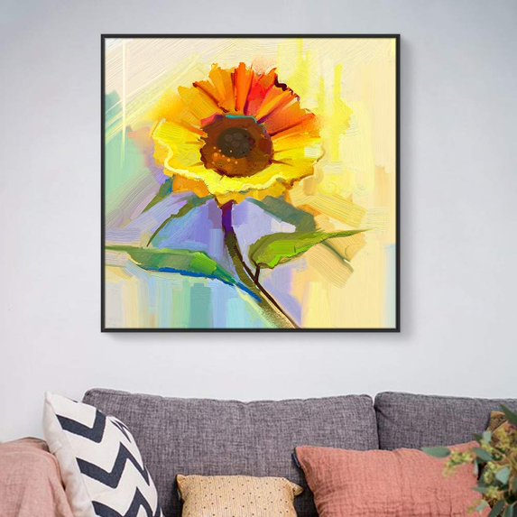 wall26 Floating Framed Canvas Wall Art for Living Room, Bedroom Vintage Flower Abstract Colorful Painting Canvas Prints for Home Decoration Ready to Hang - 16x16 inches