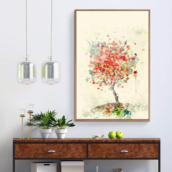 wall26 Floating Framed Canvas Wall Art for Living Room, Bedroom Vintage Flower Abstract Colorful Painting Canvas Prints for Home Decoration Ready to Hang - 24x36 inches