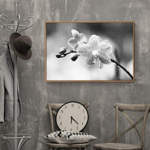 wall26 Floating Framed Canvas Wall Art for Living Room, Bedroom Black Flower Canvas Prints for Home Decoration Ready to Hang - 16x24 inches