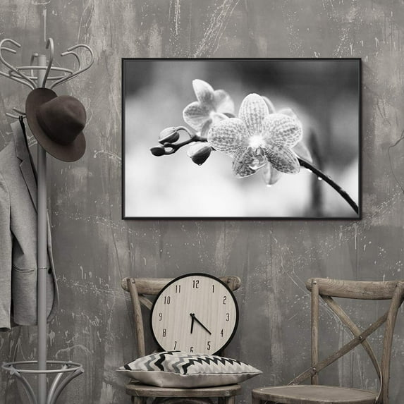 wall26 Floating Framed Canvas Wall Art for Living Room, Bedroom Black Flower Canvas Prints for Home Decoration Ready to Hang - 24x36 inches