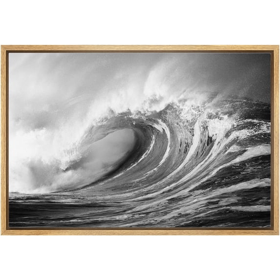 wall26 Floating Framed Canvas Wall Art for Living Room, Bedroom Black and White Water Canvas Prints for Home Decoration Ready to Hang - 16x24 inches