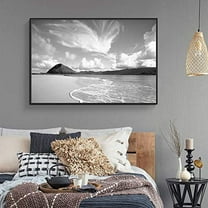 wall26 Floating Framed Canvas Wall Art for Living Room, Bedroom Black and White Water Canvas Prints for Home Decoration Ready to Hang - 16x24 inches
