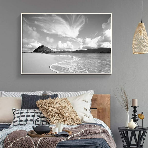 wall26 Floating Framed Canvas Wall Art for Living Room, Bedroom Black and White Water Canvas Prints for Home Decoration Ready to Hang - 24x36 inches