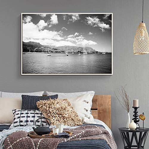 wall26 Floating Framed Canvas Wall Art for Living Room, Bedroom Black and White Water Canvas Prints for Home Decoration Ready to Hang - 24x36 inches