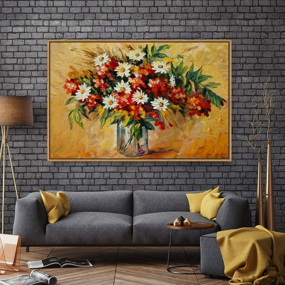 wall26 Floating Framed Canvas Wall Art for Living Room, Bedroom Bouquet Canvas Prints for Home Decoration Ready to Hang - 16x24 inches