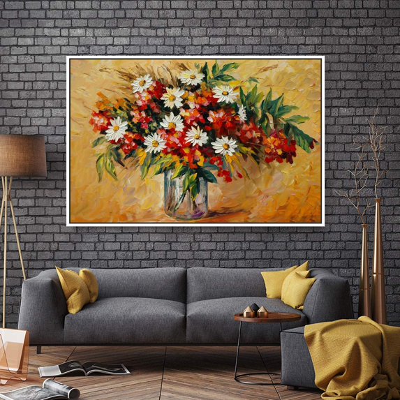 wall26 Floating Framed Canvas Wall Art for Living Room, Bedroom Bouquet Canvas Prints for Home Decoration Ready to Hang - 24x36 inches