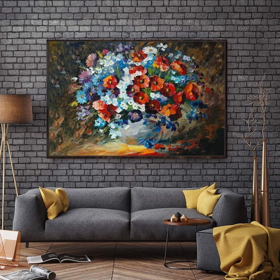 wall26 Floating Framed Canvas Wall Art for Living Room, Bedroom Bouquet Canvas Prints for Home Decoration Ready to Hang - 24x36 inches