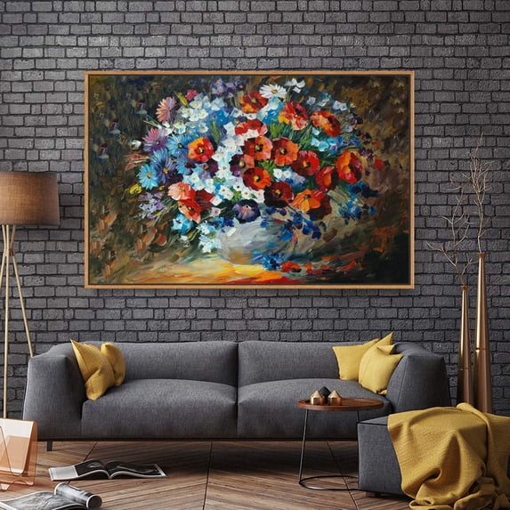 wall26 Floating Framed Canvas Wall Art for Living Room, Bedroom Bouquet Canvas Prints for Home Decoration Ready to Hang - 24x36 inches