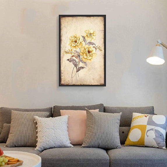 wall26 Floating Framed Canvas Wall Art for Living Room, Bedroom Vintage Flower Canvas Prints for Home Decoration Ready to Hang - 24x36 inches