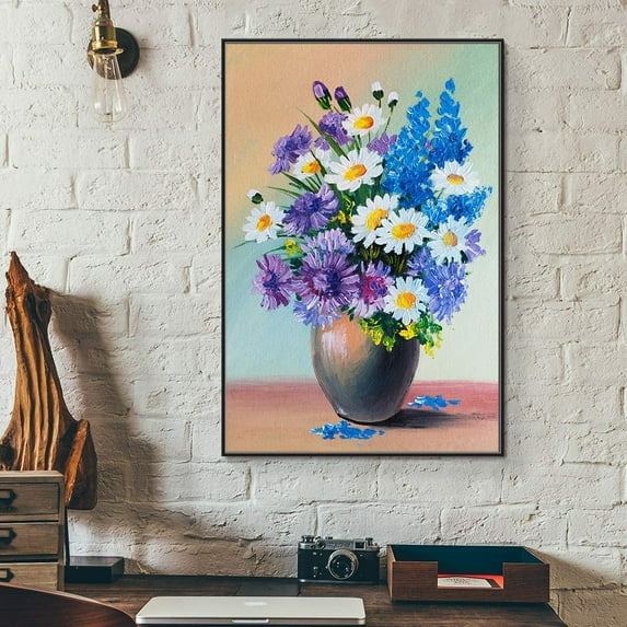 wall26 Floating Framed Canvas Wall Art for Living Room, Bedroom Vintage Vase Canvas Prints for Home Decoration Ready to Hang - 16x24 inches