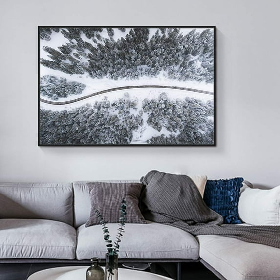 wall26 Floating Framed Canvas Wall Art for Living Room, Bedroom Winter Snow Vintage Canvas Prints for Home Decoration Ready to Hang - 24x36 inches