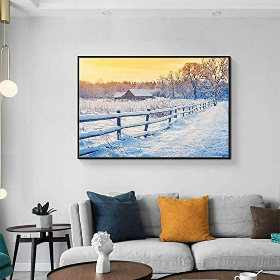 wall26 Floating Framed Canvas Wall Art for Living Room, Bedroom Winter Snow Vintage Canvas Prints for Home Decoration Ready to Hang - 24x36 inches