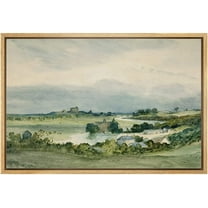 wall26 Framed Canvas Print Wall Art Aerial View Pastel Green Forest Valley Nature Wilderness Illustrations Fine Art Decorative Rustic Multicolor for Living Room, Bedroom, Office - 16"x24" N