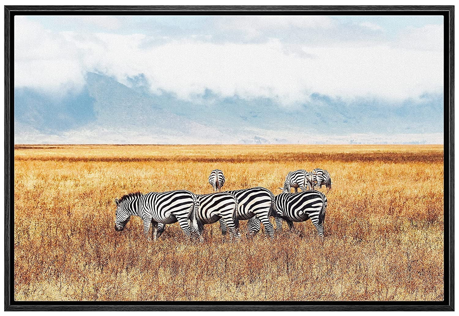 wall26 Framed Canvas Print Wall Art African Savanna Safari Jungle Zebra ...
