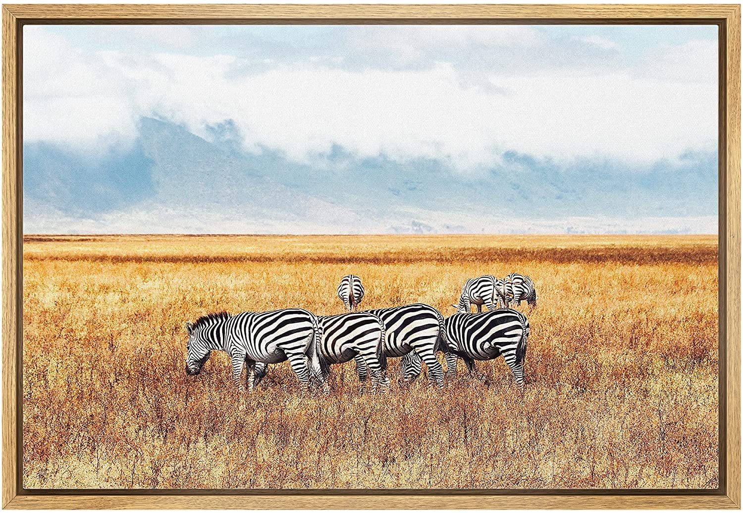 wall26 Framed Canvas Print Wall Art African Savanna Safari Jungle Zebra ...