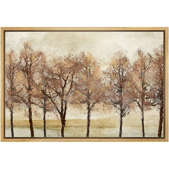wall26 Framed Canvas Print Wall Art Autumn Fall Orange Leaf Forest Tree Landscape Nature Wilderness Illustrations Modern Art Rustic Multicolor for Living Room, Bedroom, Office - 24"x36" Nat