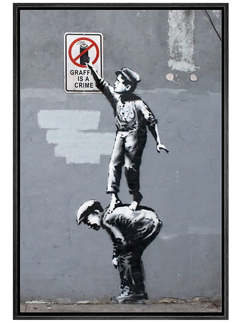 wall26 Framed Canvas Print Wall Art Banksy British Artist 1800s