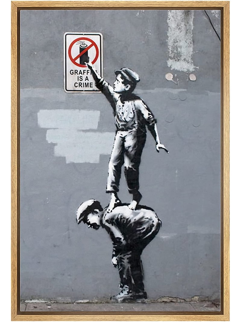 wall26 Framed Canvas Print Wall Art Banksy British Artist 1800s