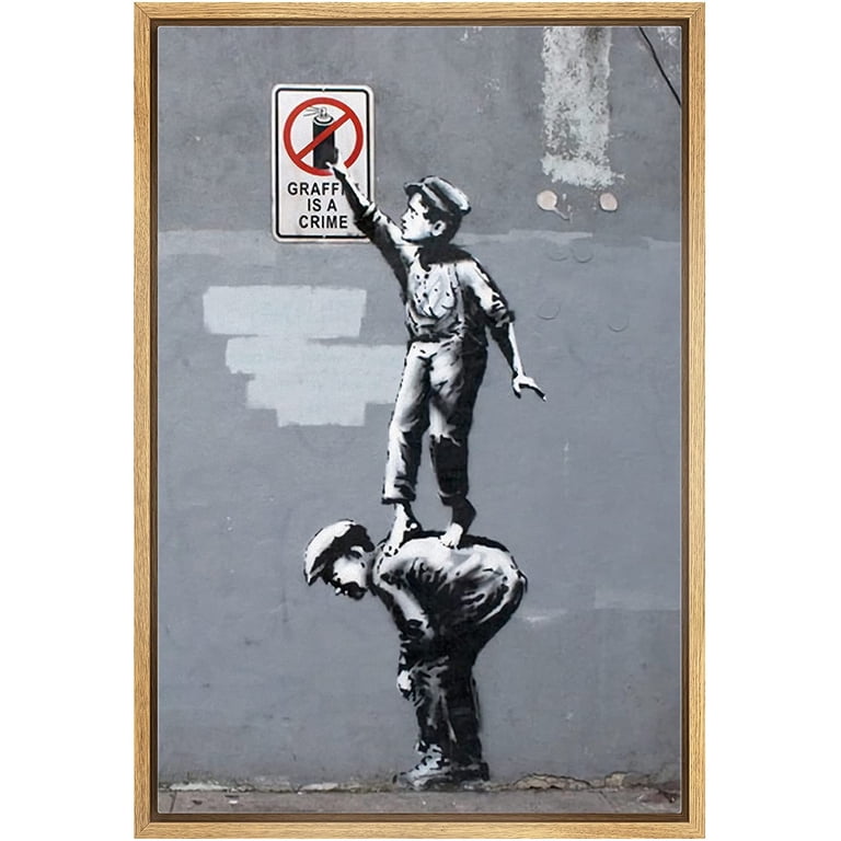 wall26 Framed Canvas Print Wall Art Banksy British Artist 1800s