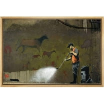 wall26 Framed Canvas Print Wall Art Banksy British Artist Wall Wash Lascaux French Horse Cave Graffiti & Street Art Urban Illustrations Modern Art for Living Room, Bedroom, Office - 16"x24&q