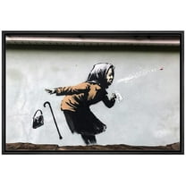 wall26 Framed Canvas Print Wall Art Banksy England United Kingdom Woman Sneezing Graffiti & Street Art Cities Photography Modern Art Boho Edgy for Living Room, Bedroom, Office - 24"x36"
