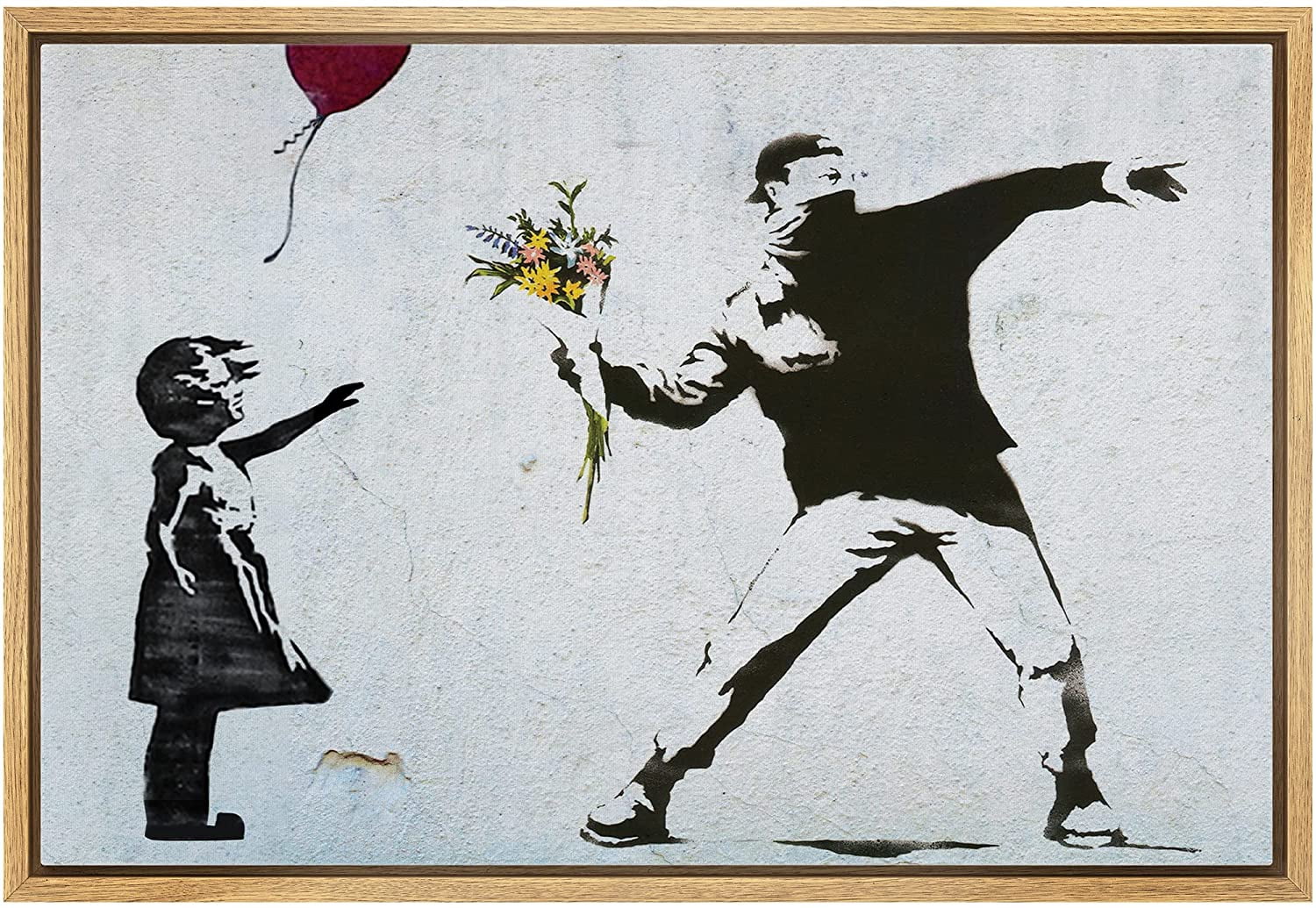 Wall Clock Flying Balloon カリモク BANKSY wall26 Framed