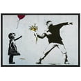 thumbnail image 1 of wall26 Framed Canvas Print Wall Art Banksy Flower Thrower &amp; Balloon Girl Graffiti &amp; Street Art Pop Culture Illustrations Pop Art Bohemian Dark for Living Room, Bedroom, Office - 16"x24&q, 1 of 5