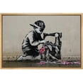 thumbnail image 1 of wall26 Framed Canvas Print Wall Art Banksy Kid Sews United Kingdom Flags Graffiti &amp; Street Art Pop Culture Illustrations Pop Art Bohemian Dark for Living Room, Bedroom, Office - 24"x36", 1 of 5