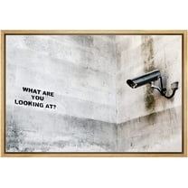 wall26 Framed Canvas Print Wall Art Banksy Surveillance Camera on Wall Graffiti & Street Art Pop Culture Illustrations Pop Art Bohemian Dark for Living Room, Bedroom, Office - 16"x24" N