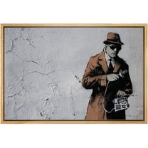 wall26 Framed Canvas Print Wall Art Banksy Vintage Spy with Recording Device Graffiti & Street Art Pop Culture Illustrations Pop Art Bohemian Dark for Living Room, Bedroom, Office - 16"x24&q