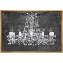 wall26 Framed Canvas Print Wall Art Black Gray Grunge White Crystal Chandelier Decorative Lights Digital Art Realism Contemporary Chic Relax/Calm for Living Room, Bedroom, Office - 24"x36"