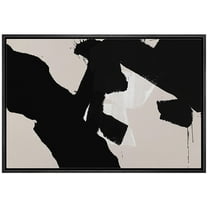 wall26 Framed Canvas Print Wall Art Black Tan Spray Paint Street Art Collage Abstract Shapes Illustrations Modern Art Decorative Bohemian Multicolor for Living Room, Bedroom, Office - 24"x36&quo