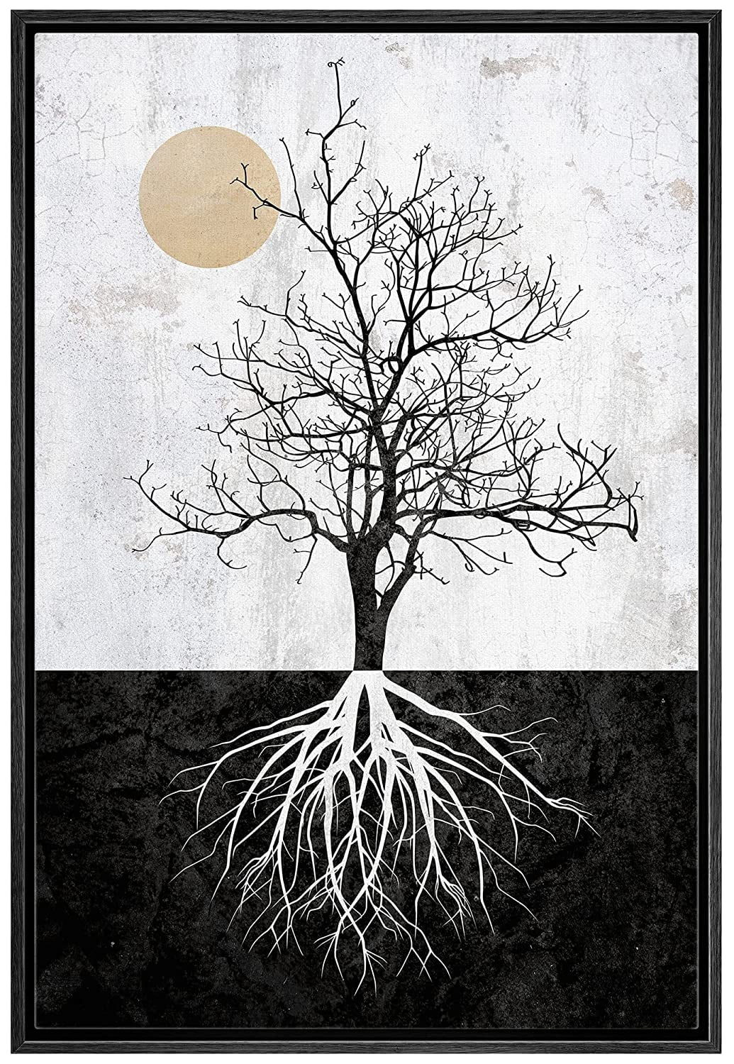 wall26 Framed Canvas Print Wall Art Black White Grunge Duotone Forest ...