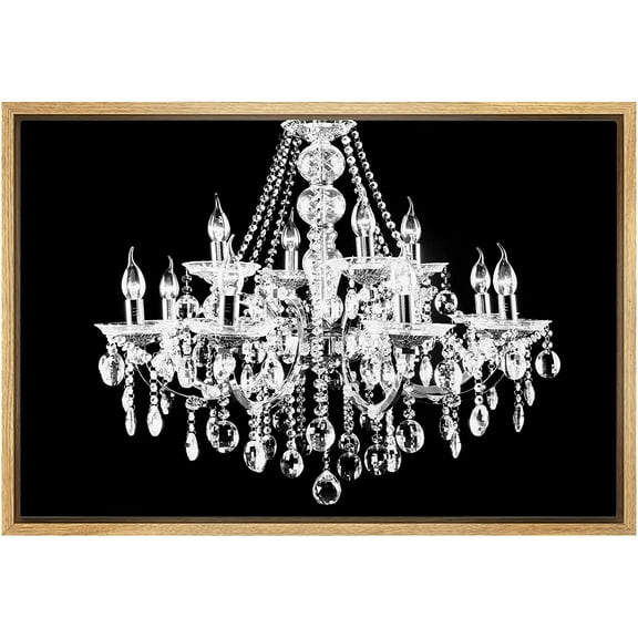 wall26 Framed Canvas Print Wall Art Black &amp; White Chandelier Silhouette Decorative Lights Digital Art Modern Art Chic Relax/Calm Multicolor for Living Room, Bedroom, Office - 24"x36" Na