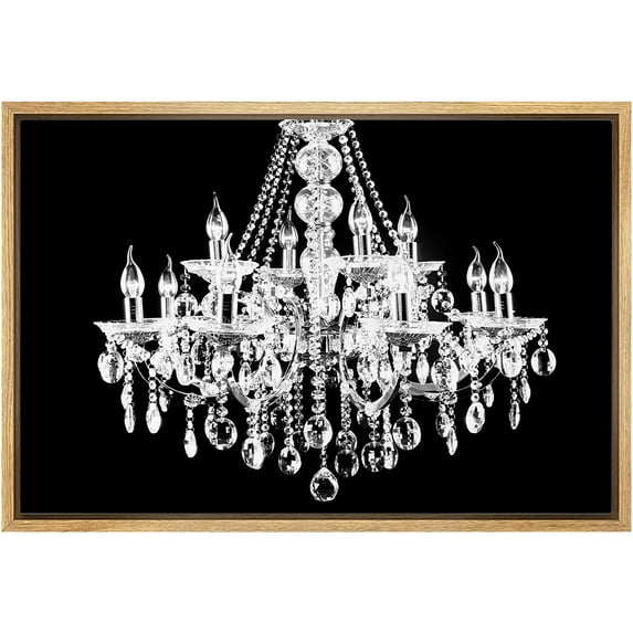 wall26 Framed Canvas Print Wall Art Black & White Chandelier Silhouette Decorative Lights Digital Art Modern Art Chic Relax/Calm Multicolor for Living Room, Bedroom, Office - 16"x24" Na