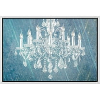 wall26 Framed Canvas Print Wall Art Blue Past Paint White Crystal Chandelier Decorative Lights Digital Art Realism Contemporary Chic Relax/Calm for Living Room, Bedroom, Office - 16"x24" Wh