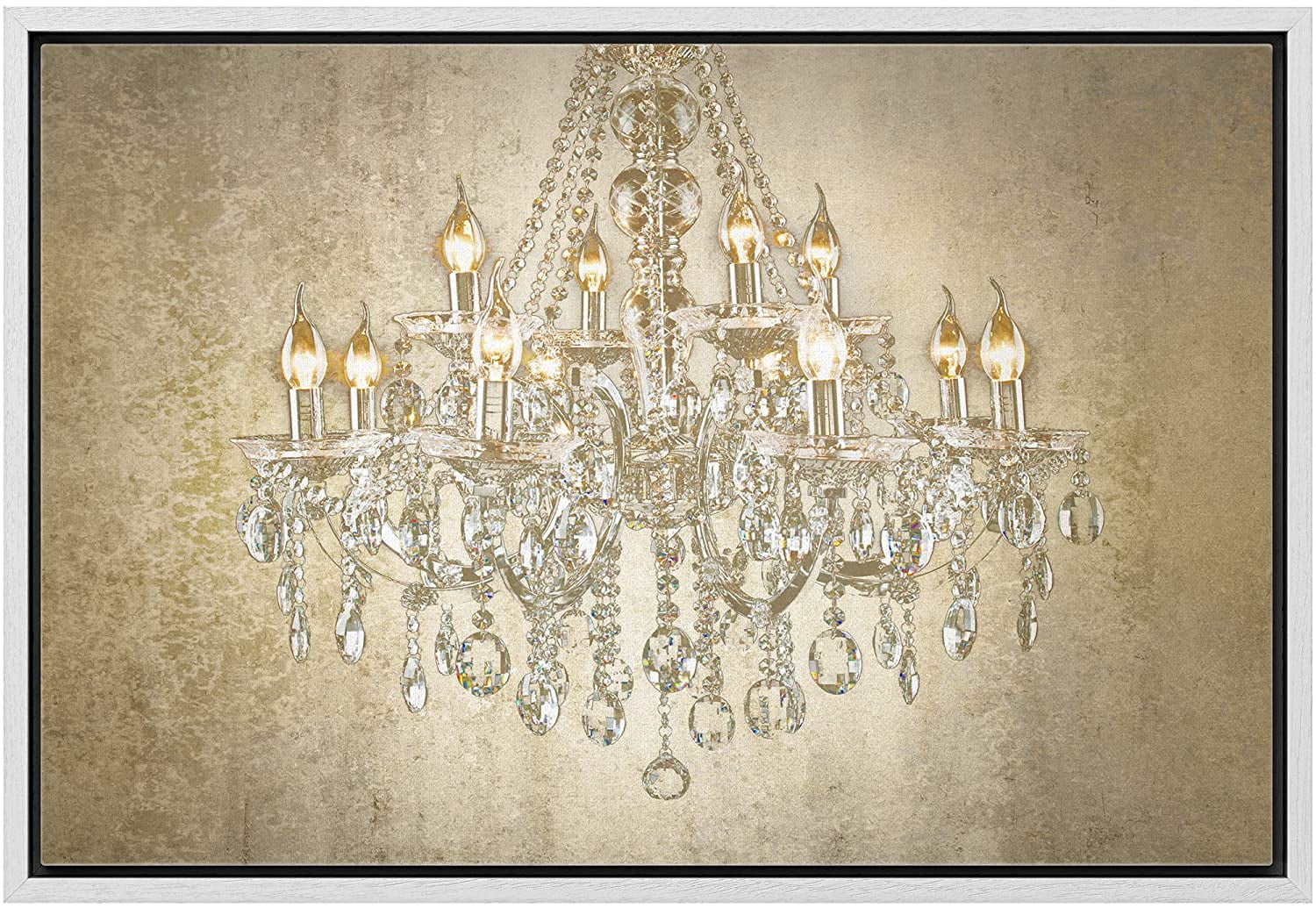 Elegant Crystal Chandelier Geometric Print on Canvas