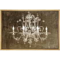 wall26 Framed Canvas Print Wall Art Brown Grunge Fancy Paint Crystal Chandelier Decorative Lights Digital Art Realism Contemporary Chic Relax/Calm for Living Room, Bedroom, Office - 16"x24"